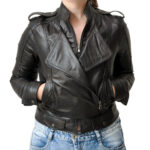 GIACCA DONNA IN VERA PELLE MODELLO BIKER NERO