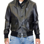 GIUBBOTTO UOMO IN VERA PELLE MODELLO PESCI COLORE NERO