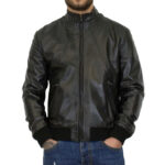 GIUBBOTTO UOMO IN VERA PELLE MODELLO ATTILLATO COLORE NERO