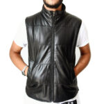 GILET SMANICATO IN VERA PELLE MODELLO SMANI COLORE NERO