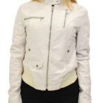 GIUBBINO PER DONNA IN VERA PELLE (NAPPA) MODELLO BRITISH COLORE BIANCO